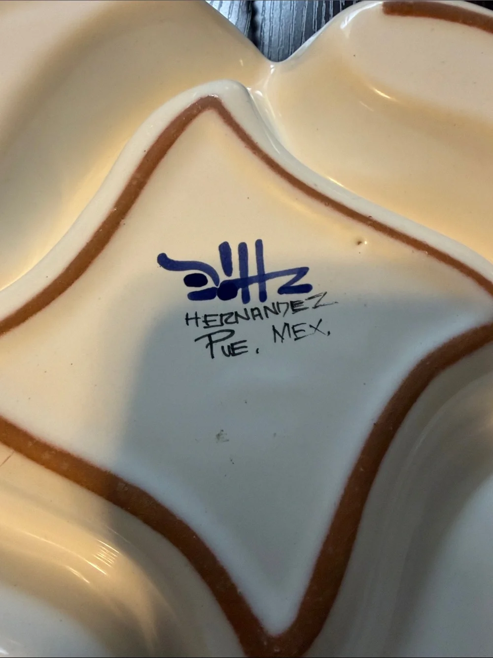 Hernandez Talavera Mexican Pottery, Divided Serving Dish.